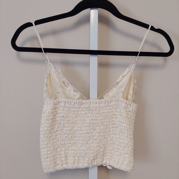 Express Cream Lace Smocked Cropped Cami Tank Top Cottage Coquette‎ Cottage Fairy - Picture 3 of 5